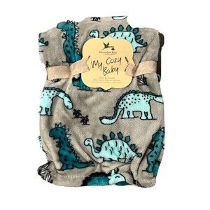 Adirondack Baby My Cozy Blanket Green Dinosaur Dino Boys Gray Plush Lightweight